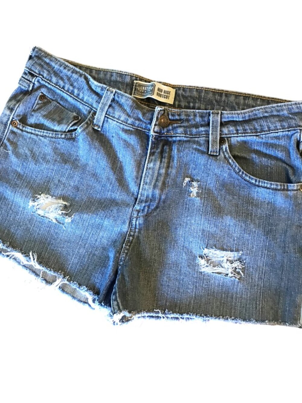 Upcycled Ripped Jean Cutoffs, Frayed Grunge Booty Shorts Approx Size 10